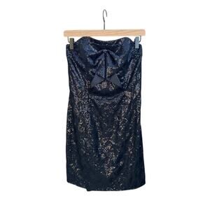 ABS Alan Schwartz sparkly sequin black strapless mini‎ dress, sz 6